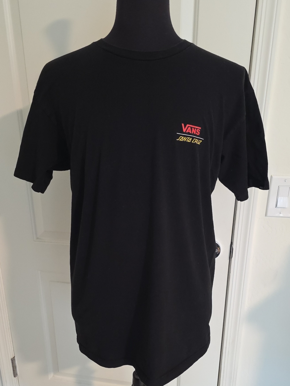 Vans x Santa Cruz Black Short-Sleeve Tee with Red and Yellow Logo